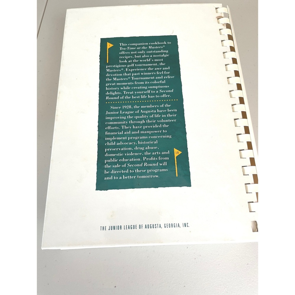 Vtg Junior League of Augusta Second Round Tea-Time at the Masters Cookbook White - Picture 12 of 12
